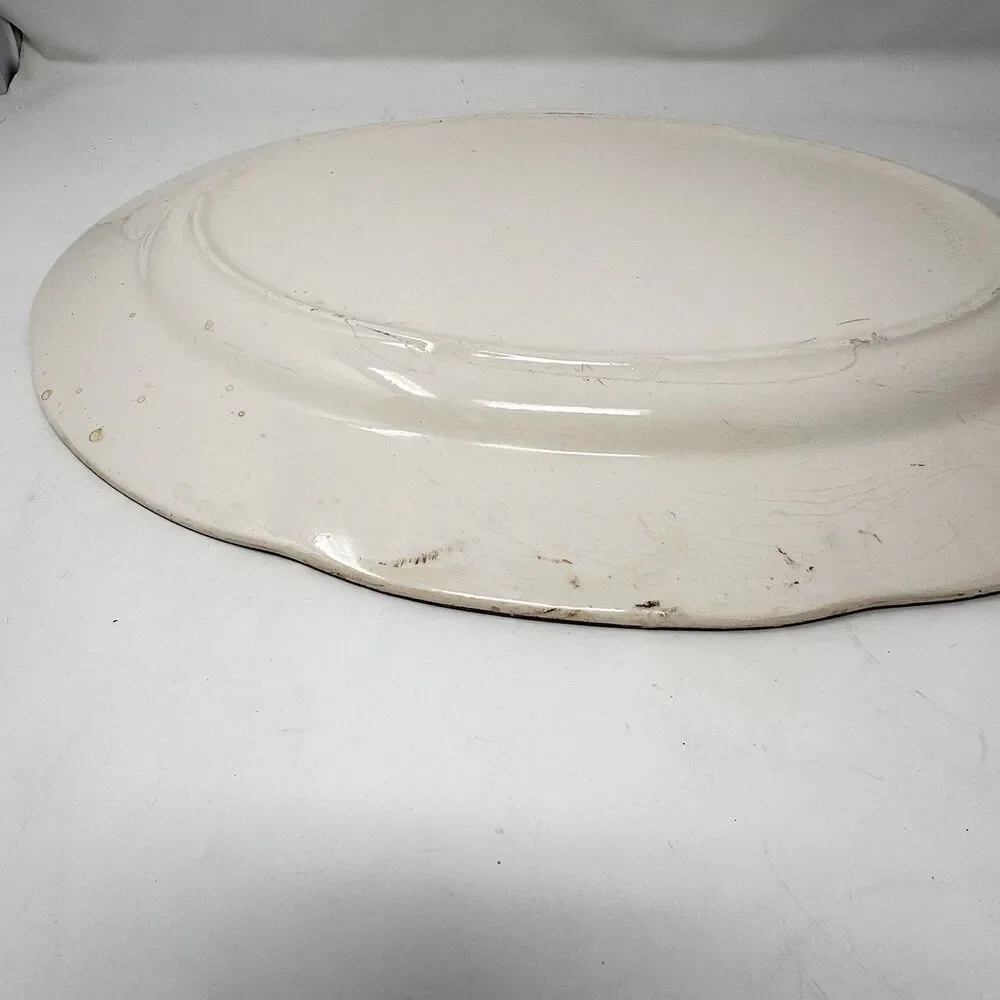 Vintage Japan Turkey Oval Platter Brown Transferware Thanksgiving Holiday 18”